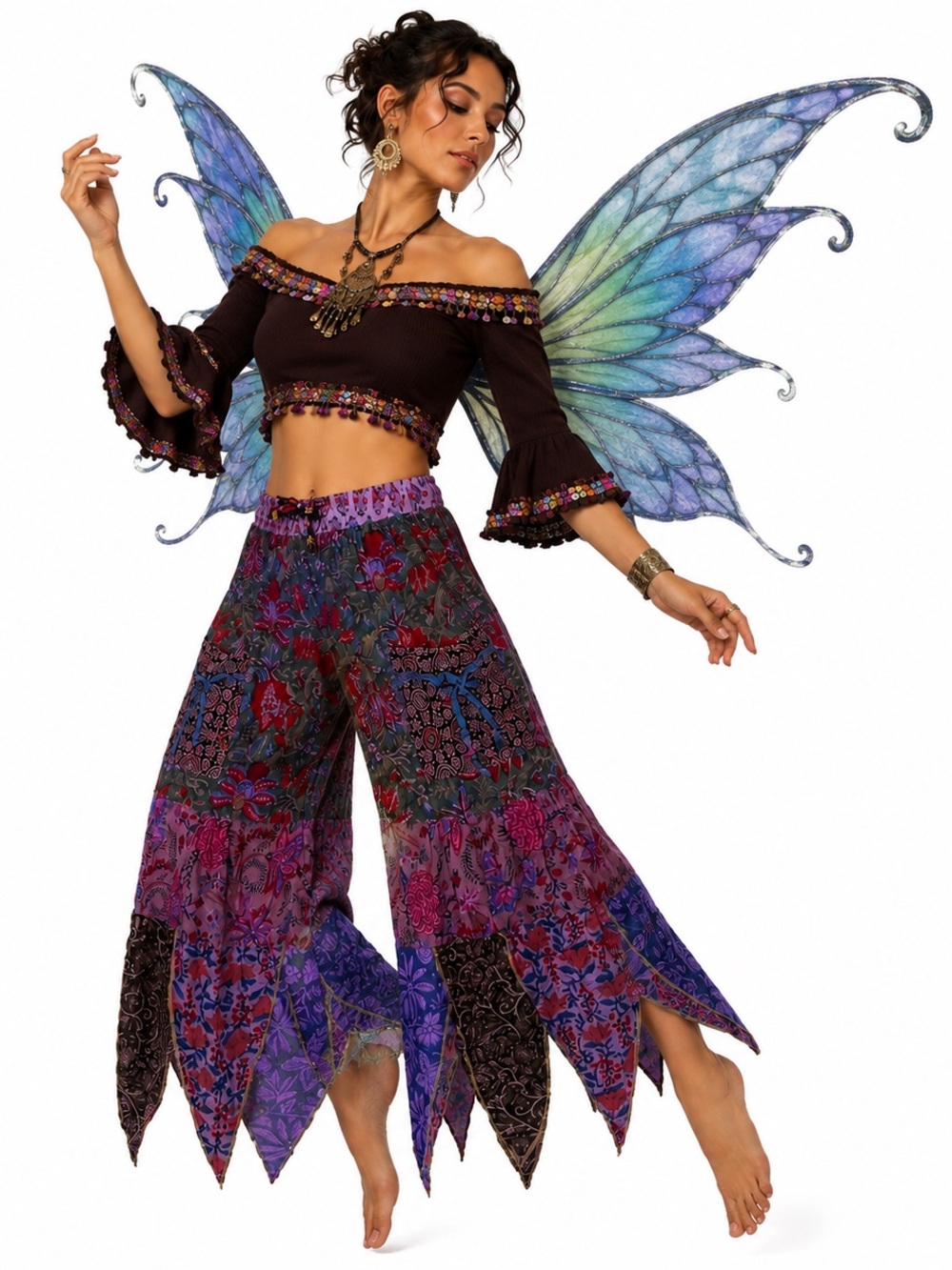 Hippie Forever Handmade Patchwork Handkerchief Pants Women SZ OS Whimsical Fairy